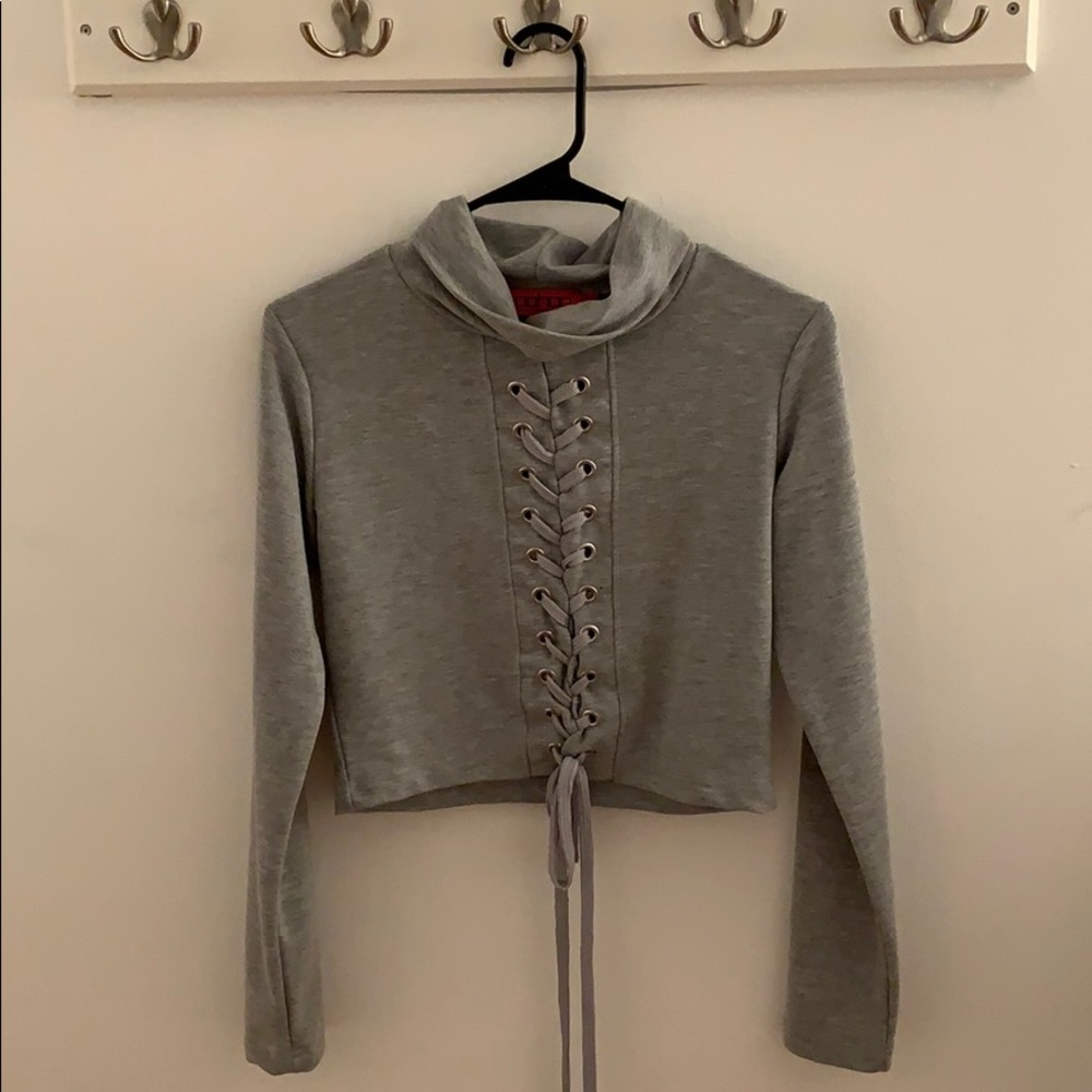 Lace Up Turtle Neck Sweater